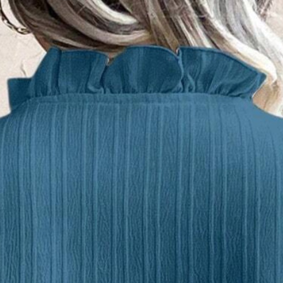 Plus Color Block Frill neck Long sleeve Blouse - Picture 3 of 7